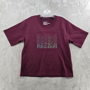Red Bull Athletes Only T-Shirt Women Small Maroon Holographic Graphic Tee Small